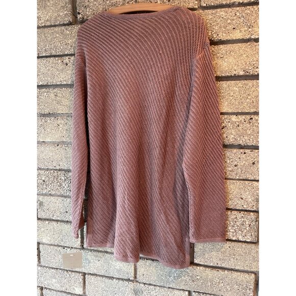J. Jill Mauve Knit 100% Linen Sweater Top L Womens Long Sleeve Lightweight - Picture 8 of 10